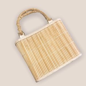 Unique Vintage Small Tan Bamboo Style Mini Purse